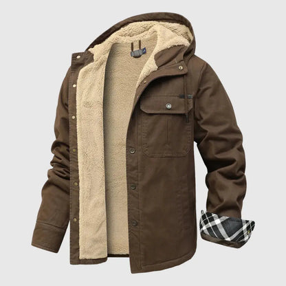 Oscar Hooded Shirt Jacket | Sherpa Lined Button Front Shirt Jacket