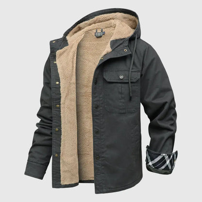 Oscar Hooded Shirt Jacket | Sherpa Lined Button Front Shirt Jacket