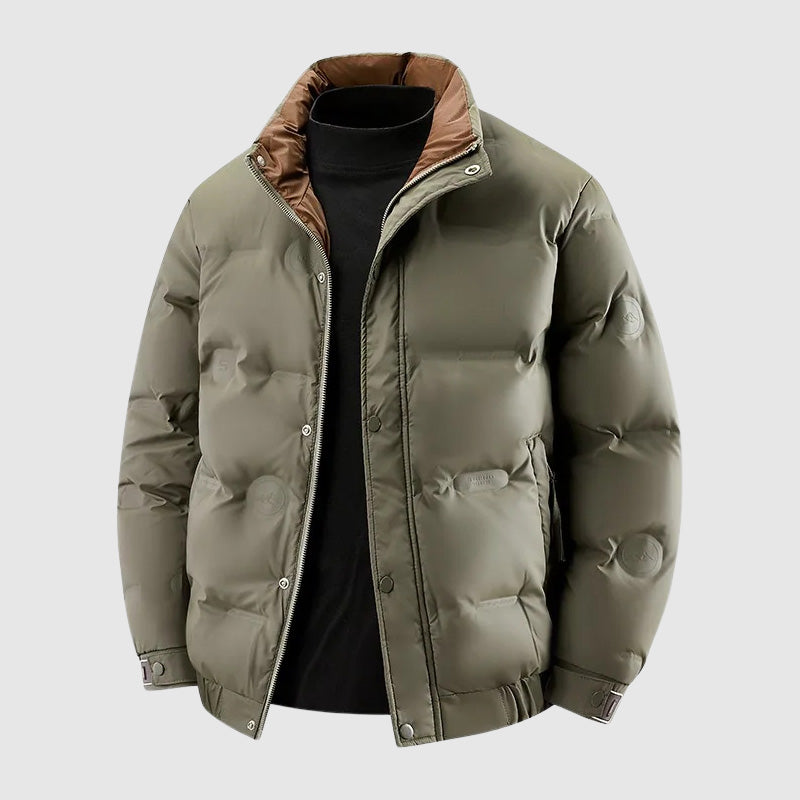 Leo Quilted Relaxed Fit Puffer Jacket | Snap Button Closure Hip-Length Jacket