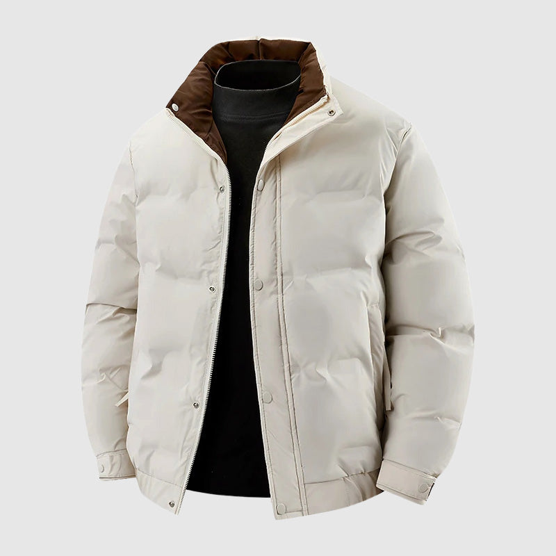Leo Quilted Relaxed Fit Puffer Jacket | Snap Button Closure Hip-Length Jacket