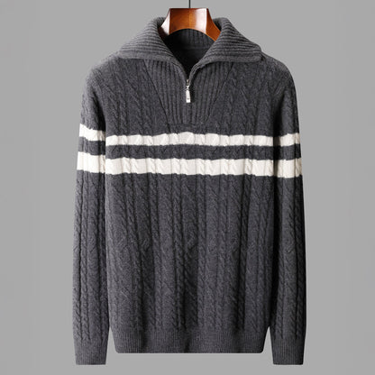 Nicholas Quarter-Zip Jacket | Cable Knit Stripe Quarter-Zip Jacket
