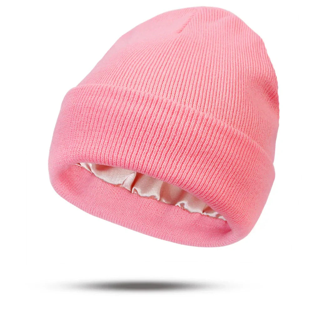 Isla Fitted Beanie | Ribbed Cuffed Satin-Lined Beanie