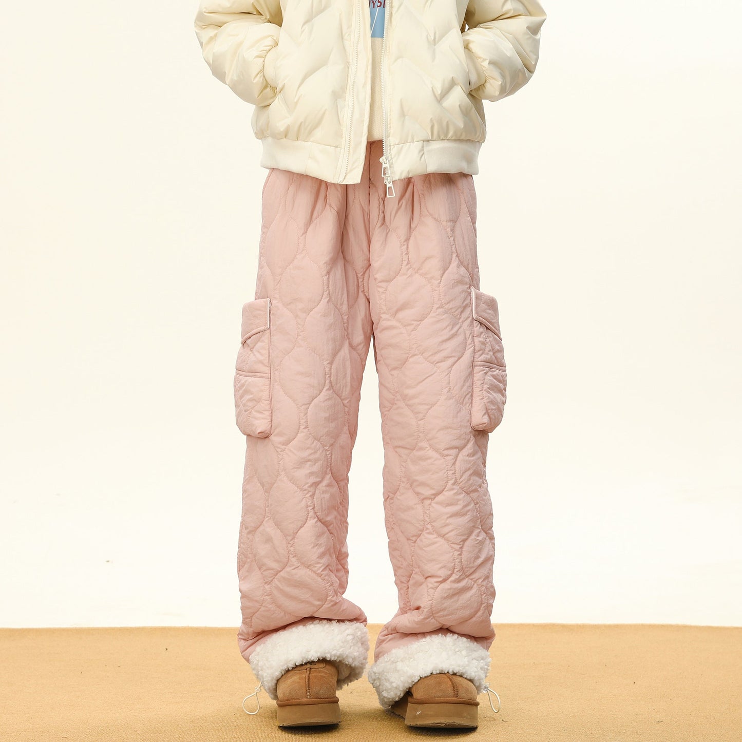 Oscar Quilted Wide-Leg Quilted Pants | Non-Fur Lined Solid Pants