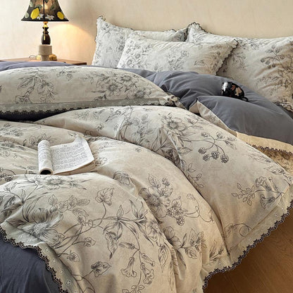 Classic Floral Lace Cotton Bedding Set
