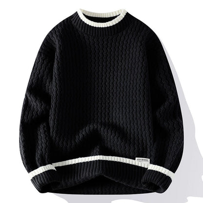 Oliver Relaxed Fit Pullover Sweater | Textured Striped Trim Sweater