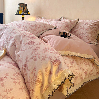 Classic Floral Lace Cotton Bedding Set