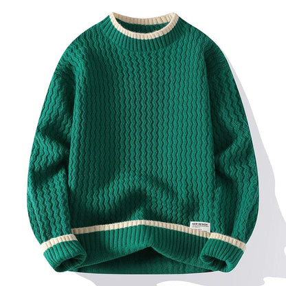 Oliver Relaxed Fit Pullover Sweater | Textured Striped Trim Sweater