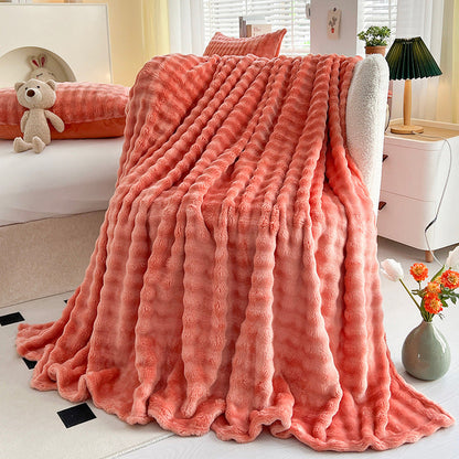 Plush Textured Throw Blanket With Quilted Design