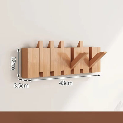 Modern Wooden Flip Hook Rack With Foldable Hooks