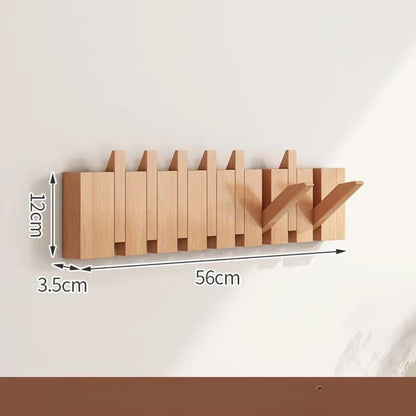 Modern Wooden Flip Hook Rack With Foldable Hooks