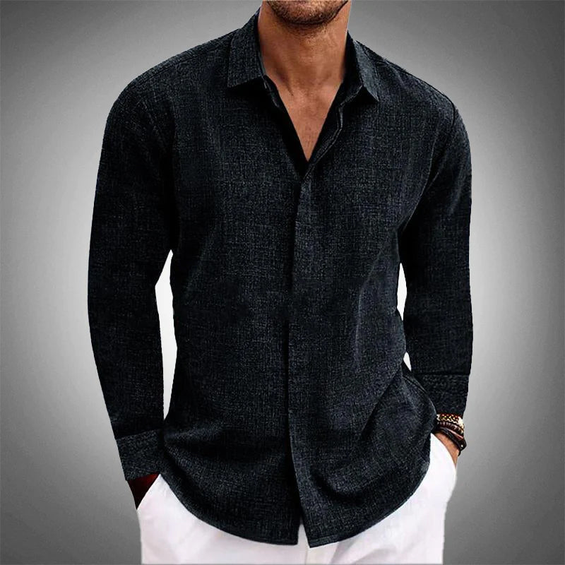 Roberto Relaxed Fit Button-Up Shirt | Collared Long Sleeve Shirt