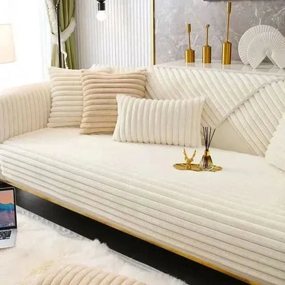 Contemporary Ribbed Sofa Cover With Non-Slip Backing