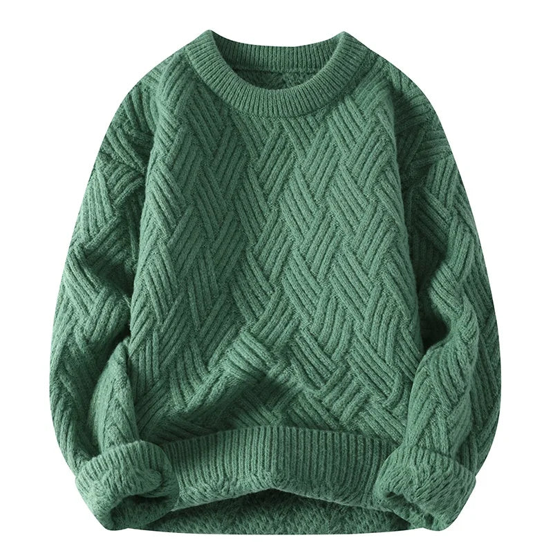 Freddie Relaxed Fit Sweater | Geometric Ribbed Hip-Length Sweater