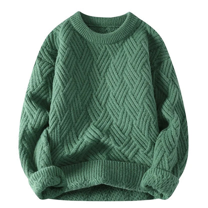 Freddie Relaxed Fit Sweater | Geometric Ribbed Hip-Length Sweater