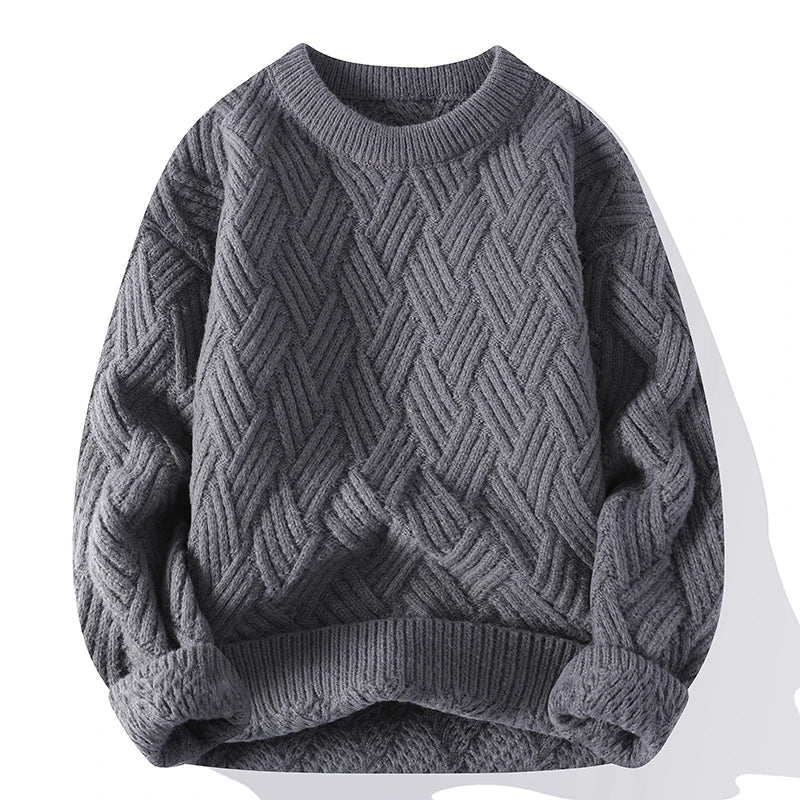 Freddie Relaxed Fit Sweater | Geometric Ribbed Hip-Length Sweater