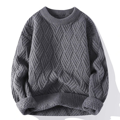Freddie Relaxed Fit Sweater | Geometric Ribbed Hip-Length Sweater