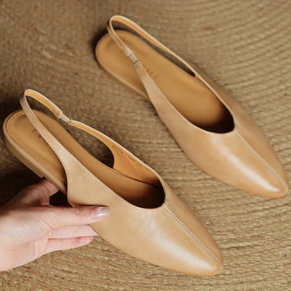 Viola Pointed Toe Slingback Flats | Solid V-Cut Vamp Flats