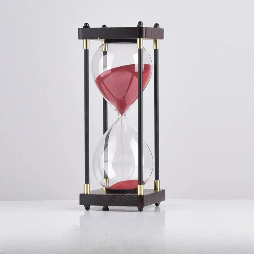 Wood and Glass Hourglass With Gold Accents