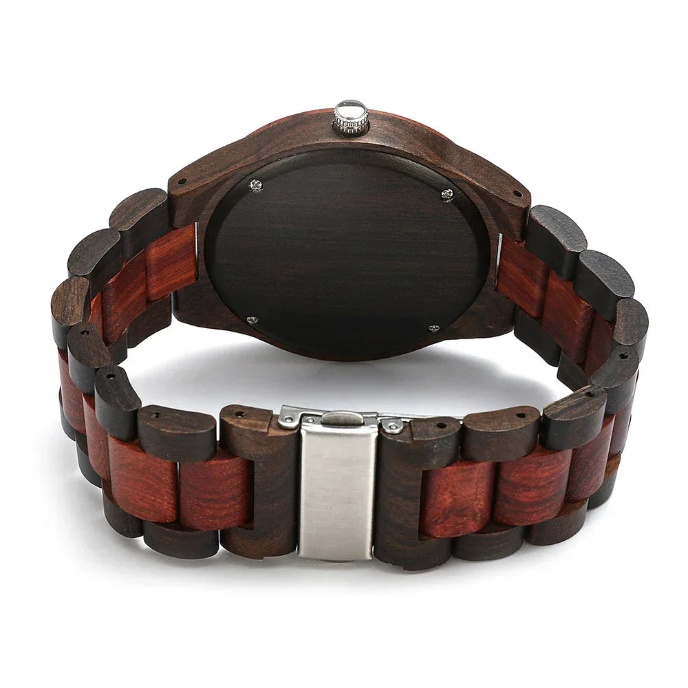 Theodore Wooden Analog Watch | Link Bracelet Round Face Analog Watch