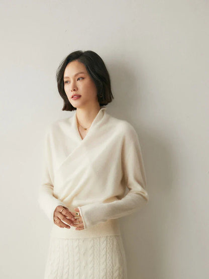 Isla Wool Wrap Sweater | V-Neck Long Sleeve Sweater