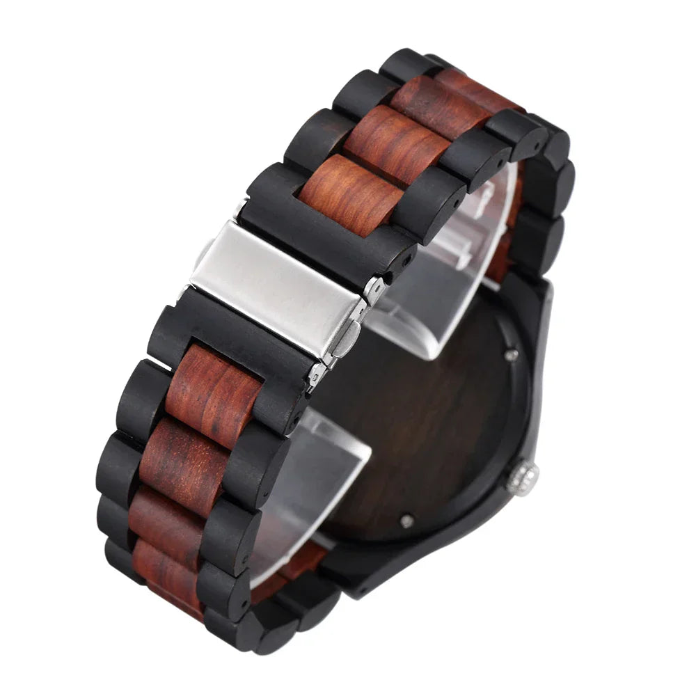 Theodore Wooden Analog Watch | Link Bracelet Round Face Analog Watch