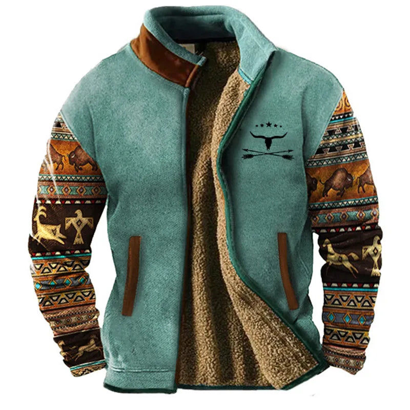Sebastian Relaxed Fit Jacket | 3D Print Zipper Jacket