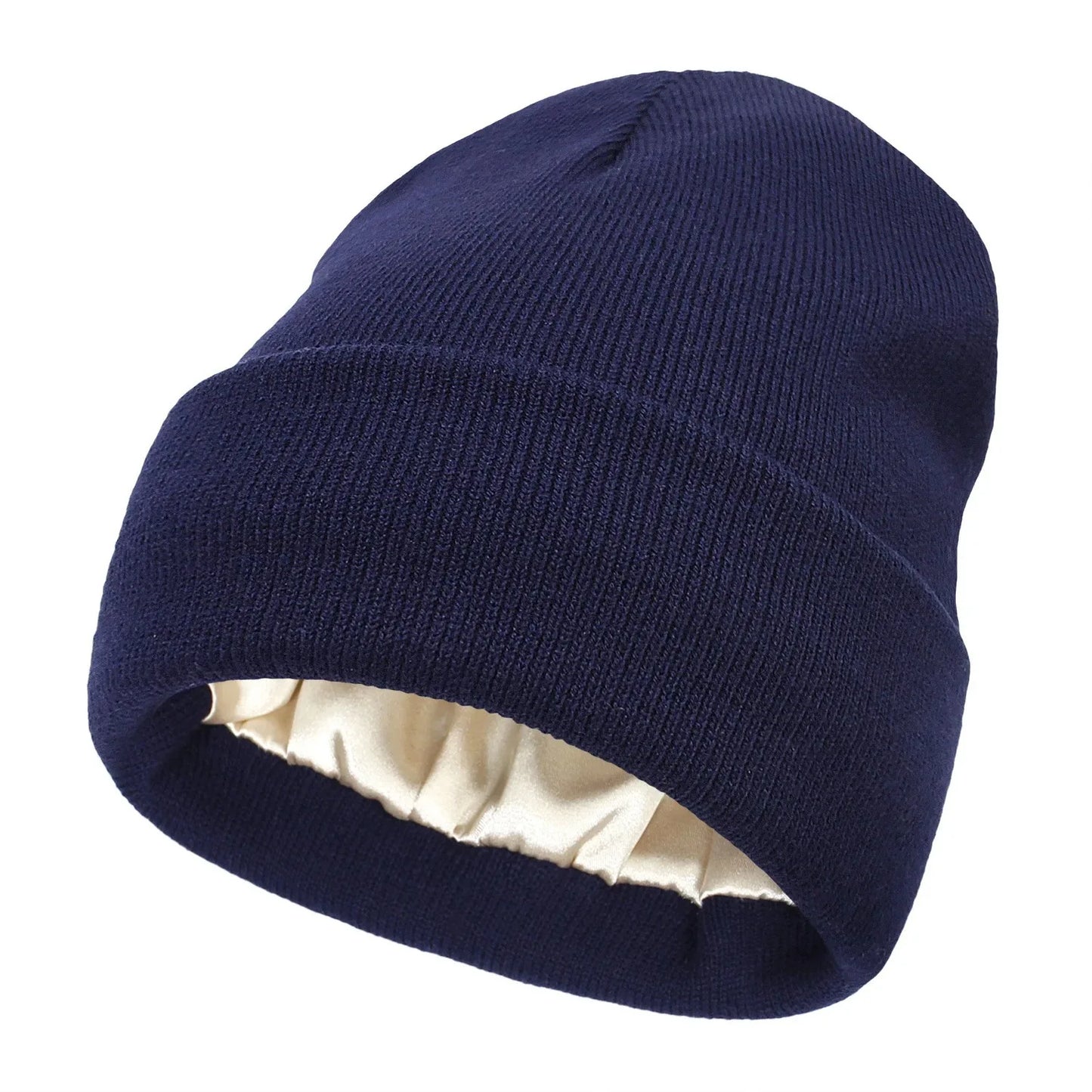 Isla Fitted Beanie | Ribbed Cuffed Satin-Lined Beanie