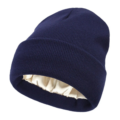 Isla Fitted Beanie | Ribbed Cuffed Satin-Lined Beanie