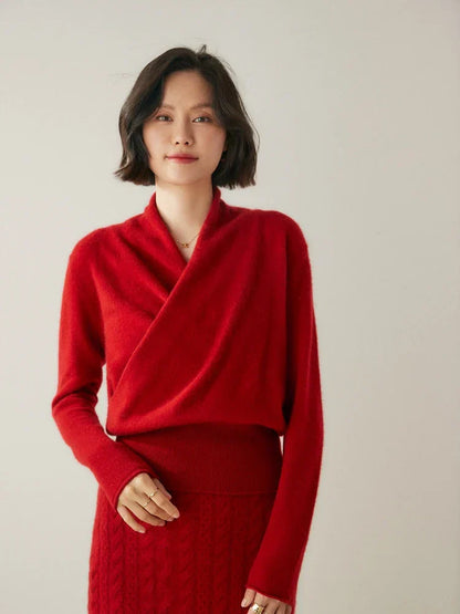 Isla Wool Wrap Sweater | V-Neck Long Sleeve Sweater