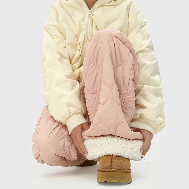 Oscar Quilted Wide-Leg Quilted Pants | Non-Fur Lined Solid Pants