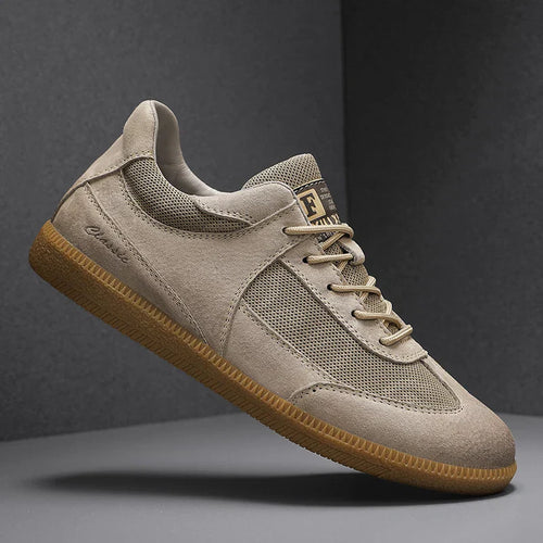 Renlow Suede Low-Top Sneakers with Textured Mesh and Gum Sole