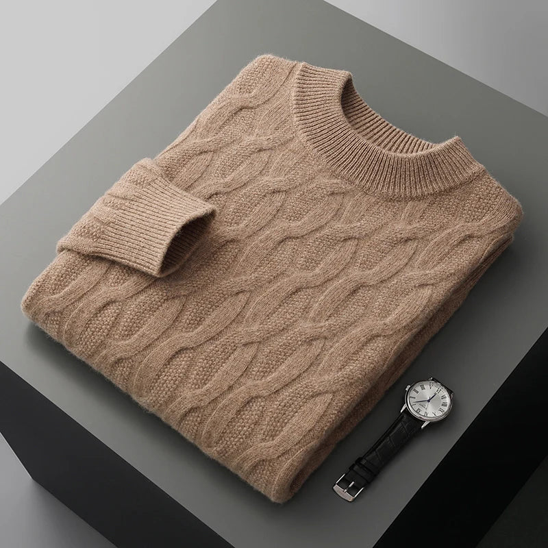 Arthur Cable Knit Mock Neck Sweater | Ribbed Long Sleeve Sweater