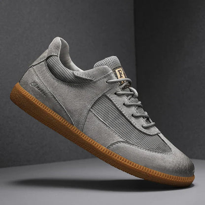 Renlow Suede Low-Top Sneakers with Textured Mesh and Gum Sole