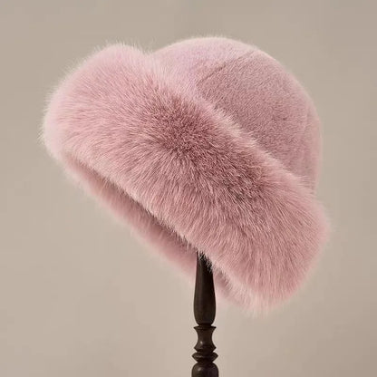 Ivy Plush Rounded Silhouette Fur Hat | Furry Trim Fur Hat