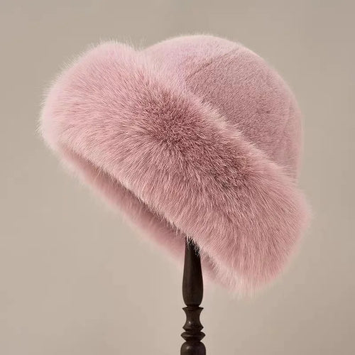 Ivy Plush Rounded Silhouette Fur Hat | Furry Trim Fur Hat