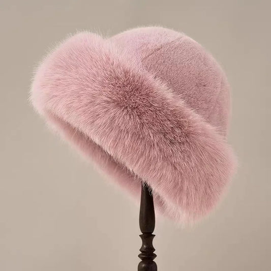 Ivy Plush Rounded Silhouette Fur Hat | Furry Trim Fur Hat