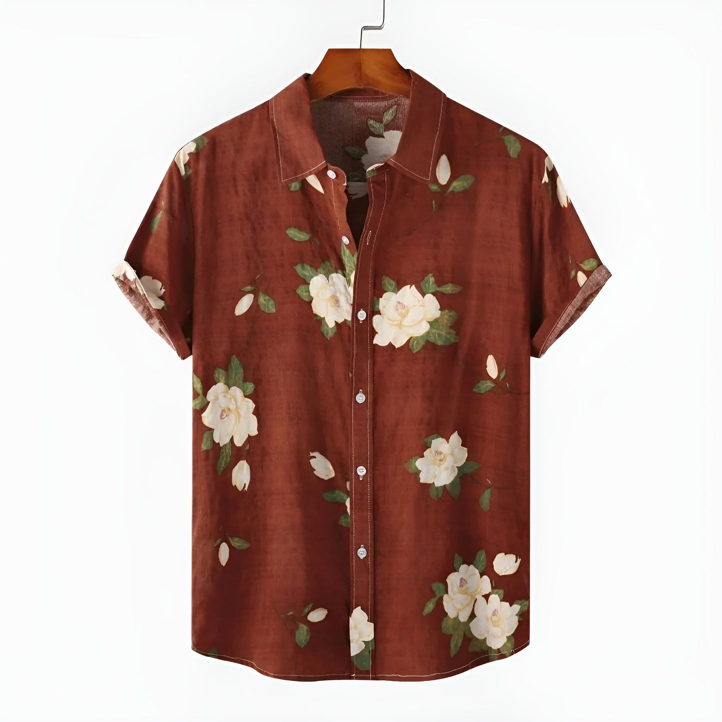 Acosta Floral 3D Print Short Sleeve Button-Up Shirt