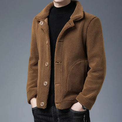 Oscar Relaxed Fit Sherpa Jacket | Collared Button Front Jacket