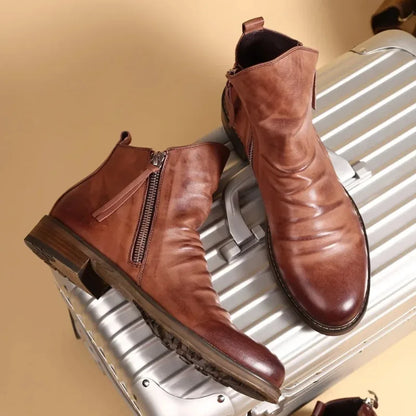 Sebastian Ankle-Length Boots | Ruched Burnished Toe Boots