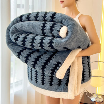 Flannel Blanket With Plush Sherpa Fleece