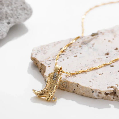 Dainty Cowboy Boot Necklace
