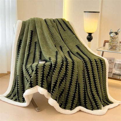 Flannel Blanket With Plush Sherpa Fleece