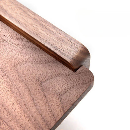 Modern Walnut and Brass Toilet Roll Holder With Integrated Shelf