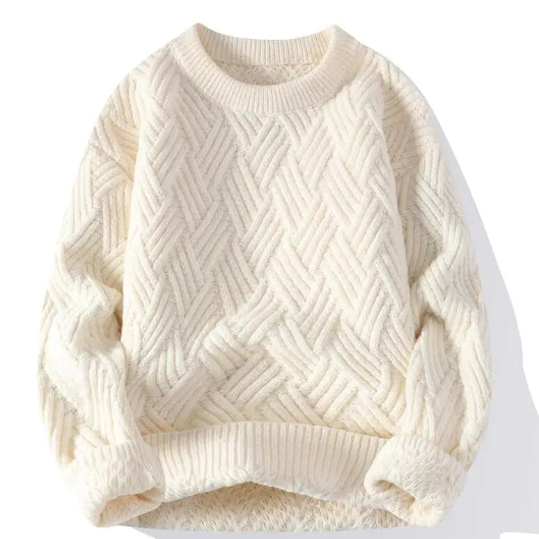 Freddie Relaxed Fit Sweater | Geometric Ribbed Hip-Length Sweater