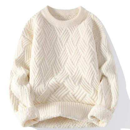 Freddie Relaxed Fit Sweater | Geometric Ribbed Hip-Length Sweater