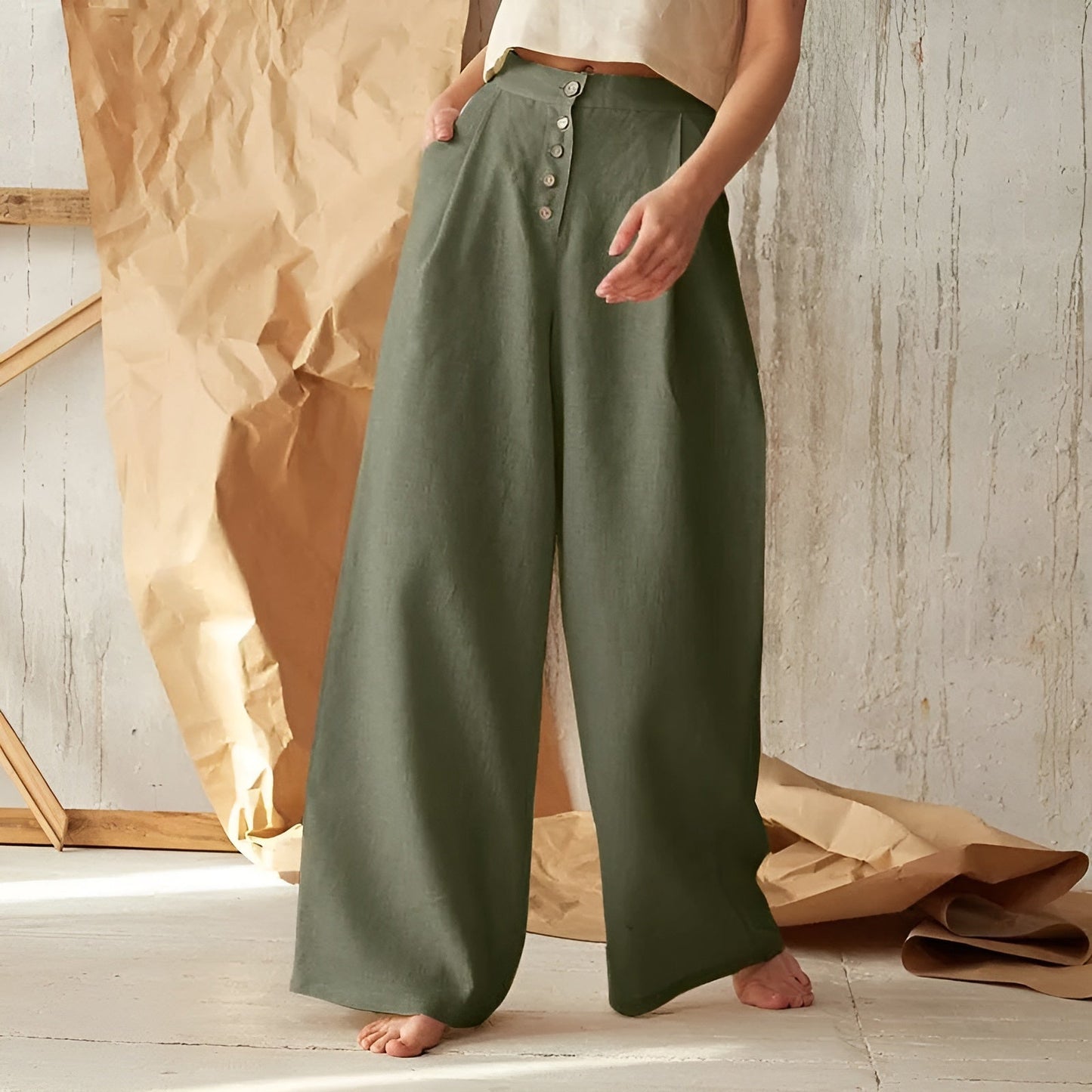 Jade Button-Up Palazzos