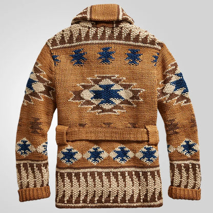 Leo Shawl Collar Cardigan | Button Front Belted Hip-Length Cardigan