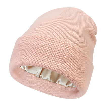 Isla Fitted Beanie | Ribbed Cuffed Satin-Lined Beanie