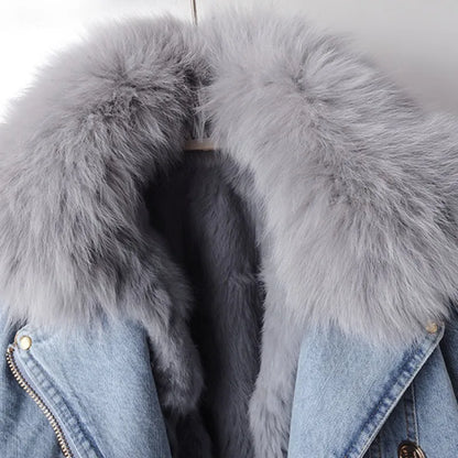 Siena Fox Fur Trim Lined Biker Jacket | Belted Hip-Length Jacket