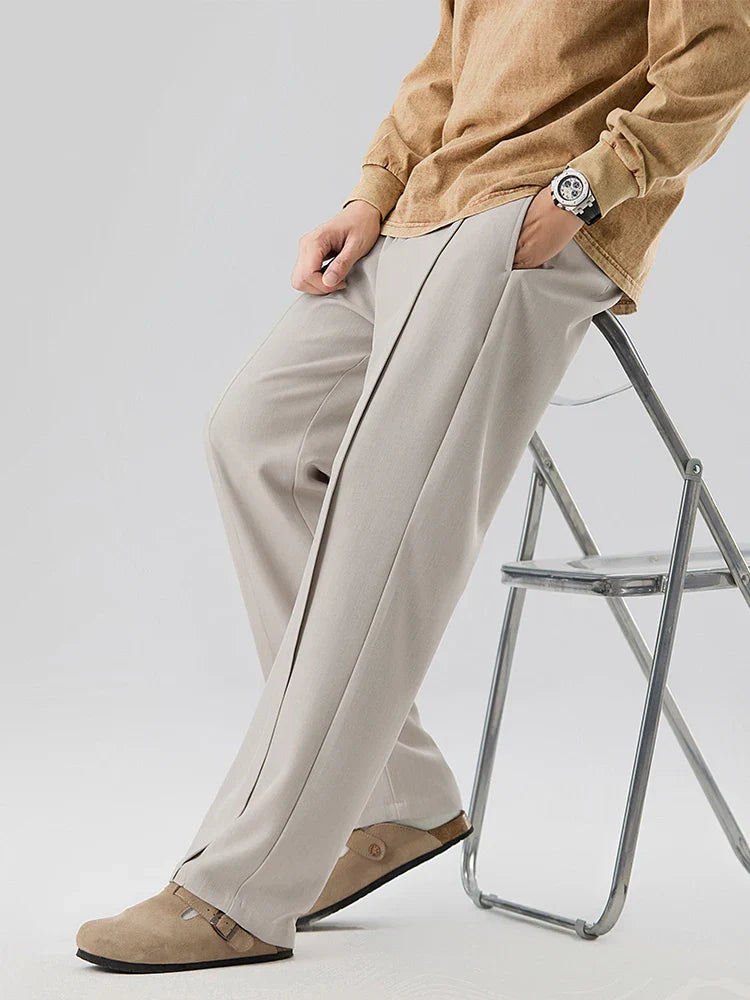 Straight Cut Pleated Pant